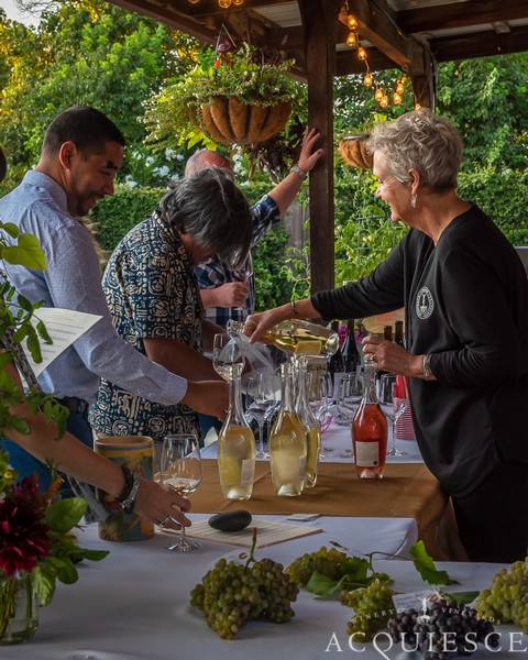 Deanie Bridewell, right, pours wine for a group of sommeliers we recently hosted.